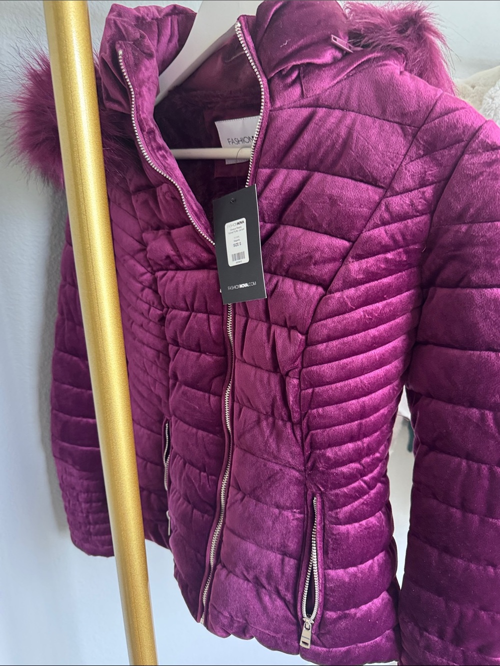 Fashion Nova Gorgeous Puffer Jacket in Magenta